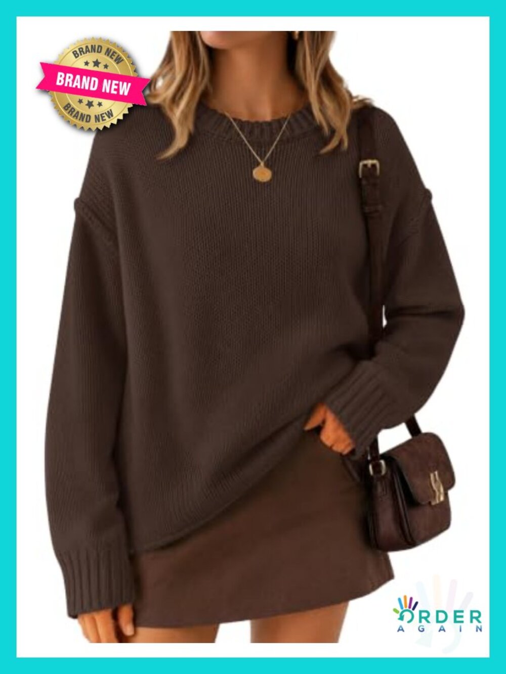 Oversized Chunky Crewneck Pullover Sweater Soft Cotton Knit